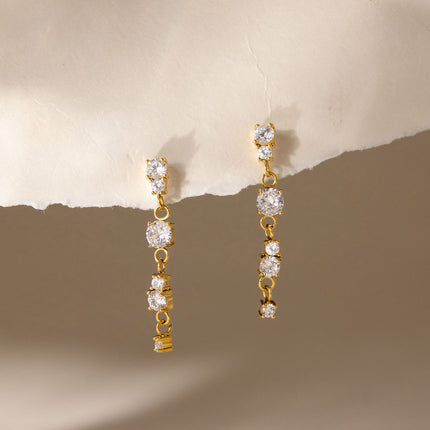 Frostlight Drift Circular Zircon Drop Earrings - view 5