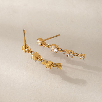 Frostlight Drift Circular Zircon Drop Earrings - view 6