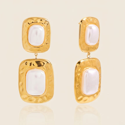 Pearl Haze Drift Square Pearl Drop Earrings