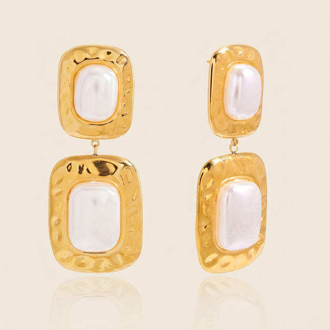 Pearl Haze Drift Square Pearl Drop Earrings