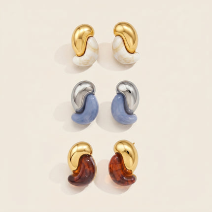Misted Cove Drift Geometric Resin Stud Earrings